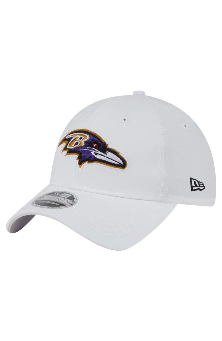 New Era Men's New Era White Baltimore Ravens Active Ripstop 9TWENTY Stretch-Snap Hat, Main, color, 
