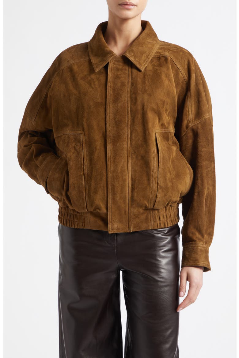 Dalma Relaxed Suede Jacket, Main, color, BARK