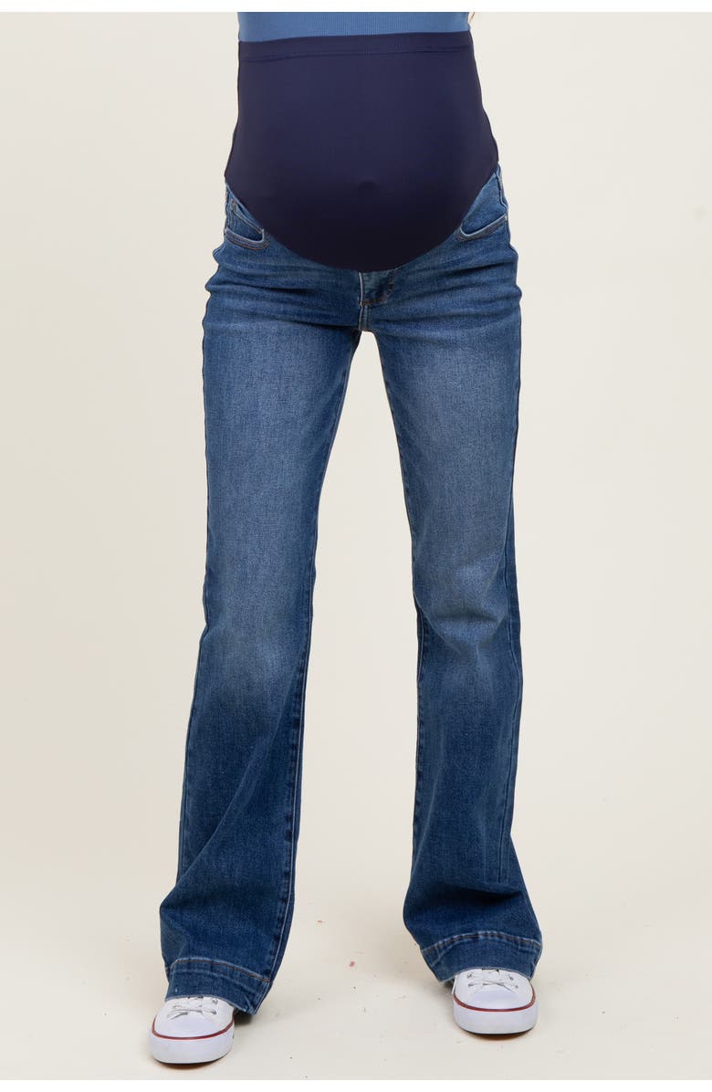 PinkBlush Wide Hem Bootcut Maternity Jeans, Alternate, color, Navy Blue