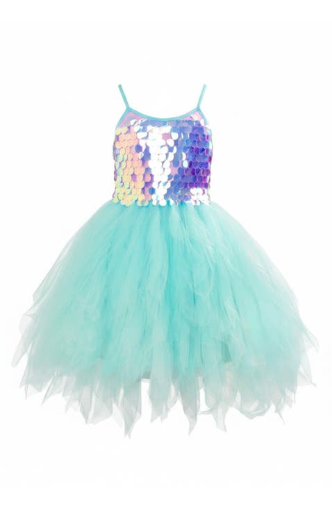 Iridescent Aqua Mermaid Sequin Party Dress (Toddler, Little Kid & Big Kid)