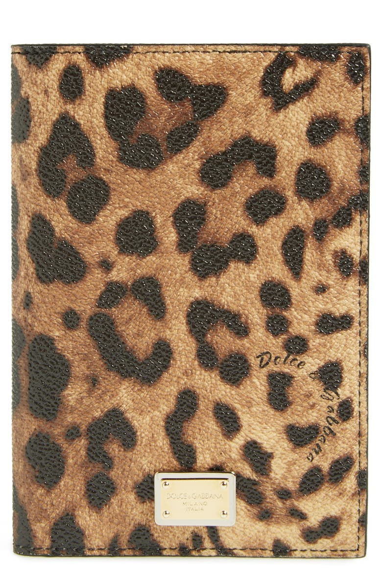 Dolce&Gabbana Leopard Print Passport Cover, Main, color,