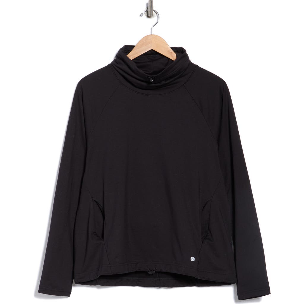 Apana Zephyr Cowl Neck Pullover Sweatshirt In Black