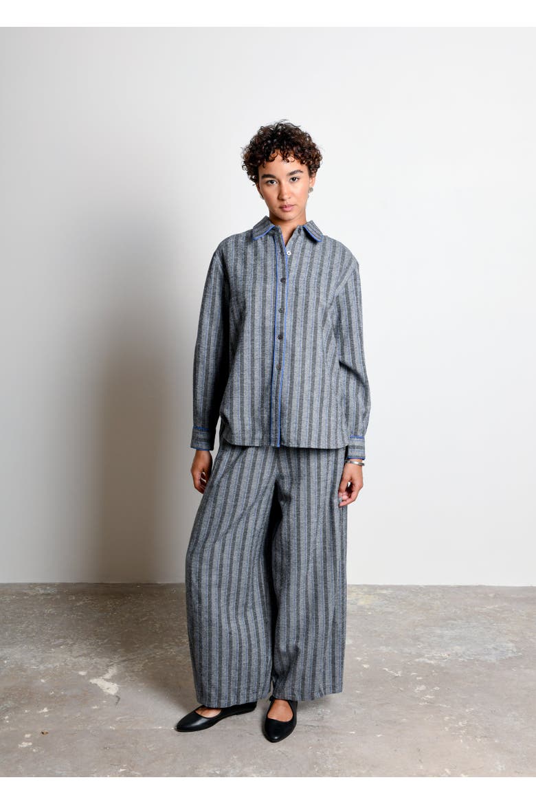 Zinia Open Back Button Up Shirt, Alternate, color, Patti Stripe