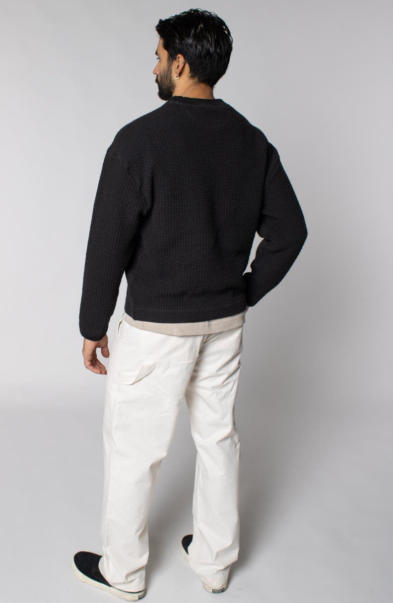 LEISURE LAB Cozy Quilt Crewneck, Alternate, color, Black