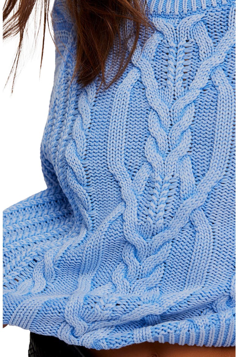 Frankie Cable Cotton Sweater, Alternate, color, DELLA ROBBIA BLUE