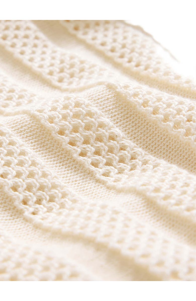 John Varvatos Ferone Open Stitch Stripe Stretch Cotton Sweater, Alternate, color, Ivory