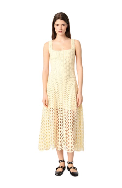 Maje Crocheted Embellished Midi Dress In Yellow