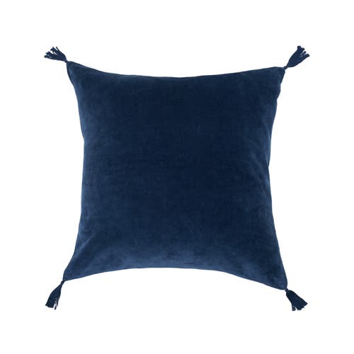 Carol & Frank Blue River Indigo 100% Cotton Premium Accent Throw Pillow W/ Tassels 22" X 22" In Blue