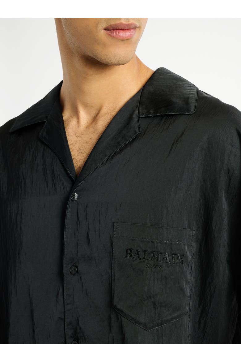 Paris shirt in textured nylon, Alternate, color, black