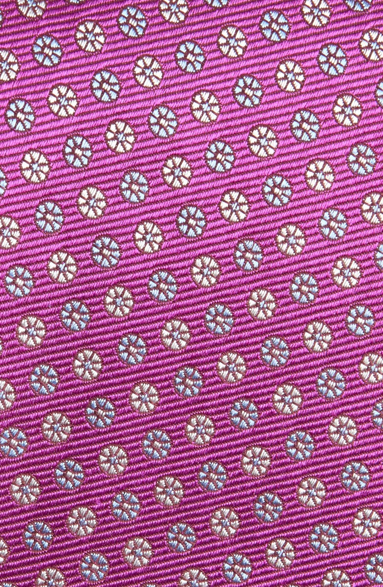 David Donahue Floral Medallion Silk Tie, Alternate, color, Berry