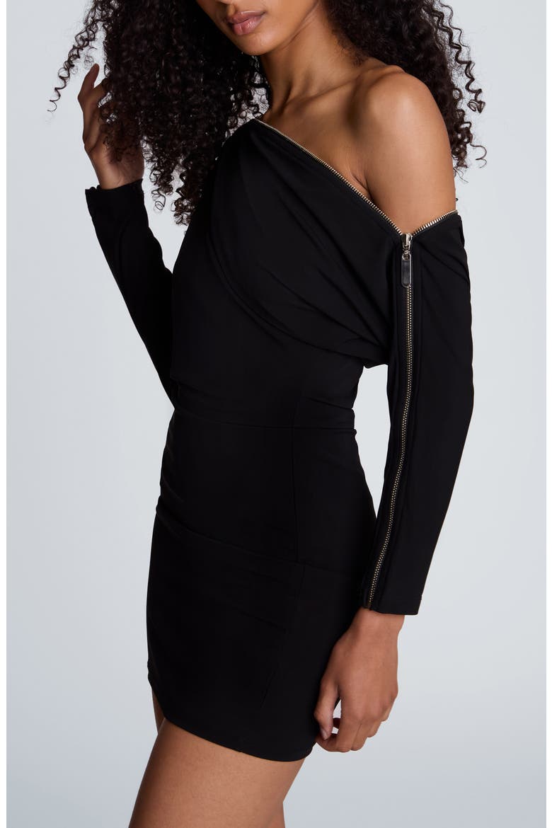 Zipper Shoulder Minidress, Alternate, color, BLACK