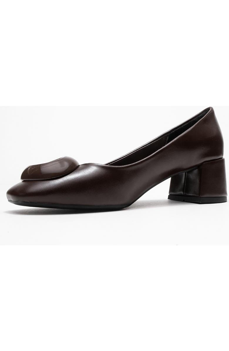 Prologue Shoes Mila Buckle Square Toe Block Heel Pump, Alternate, color, Brown
