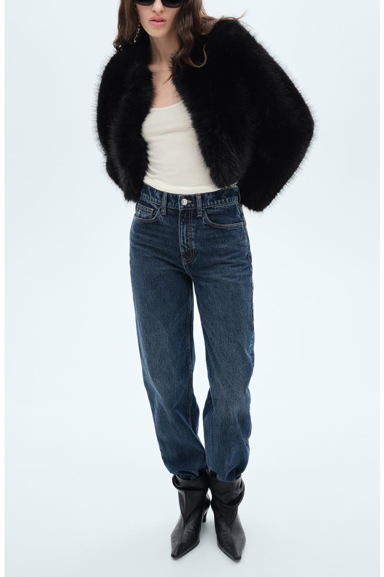 Boleta Faux Fur Crop Jacket, Alternate, color, BLACK
