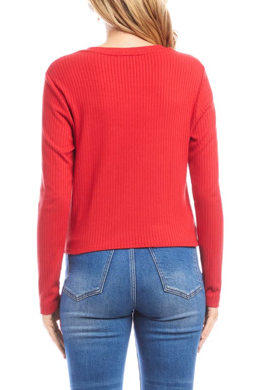Karen Kane Rib Knit Twist Hem Top In Red