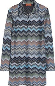 Missoni Snakeskin Pattern Chevron Long Sleeve Polo Minidress