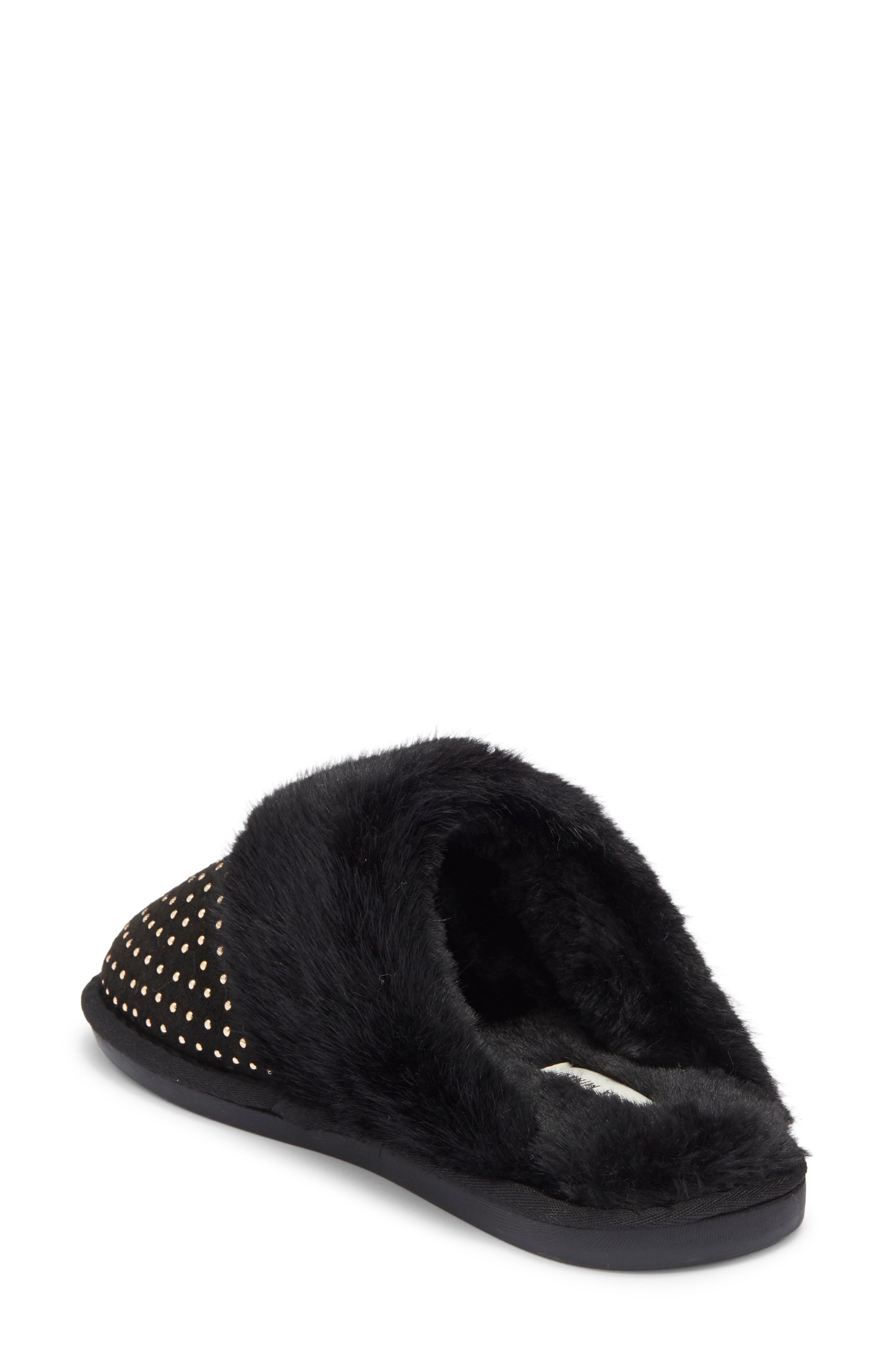 Rebecca Minkoff Marni Faux Fur Trim Scuff Slipper, Alternate, color, Black