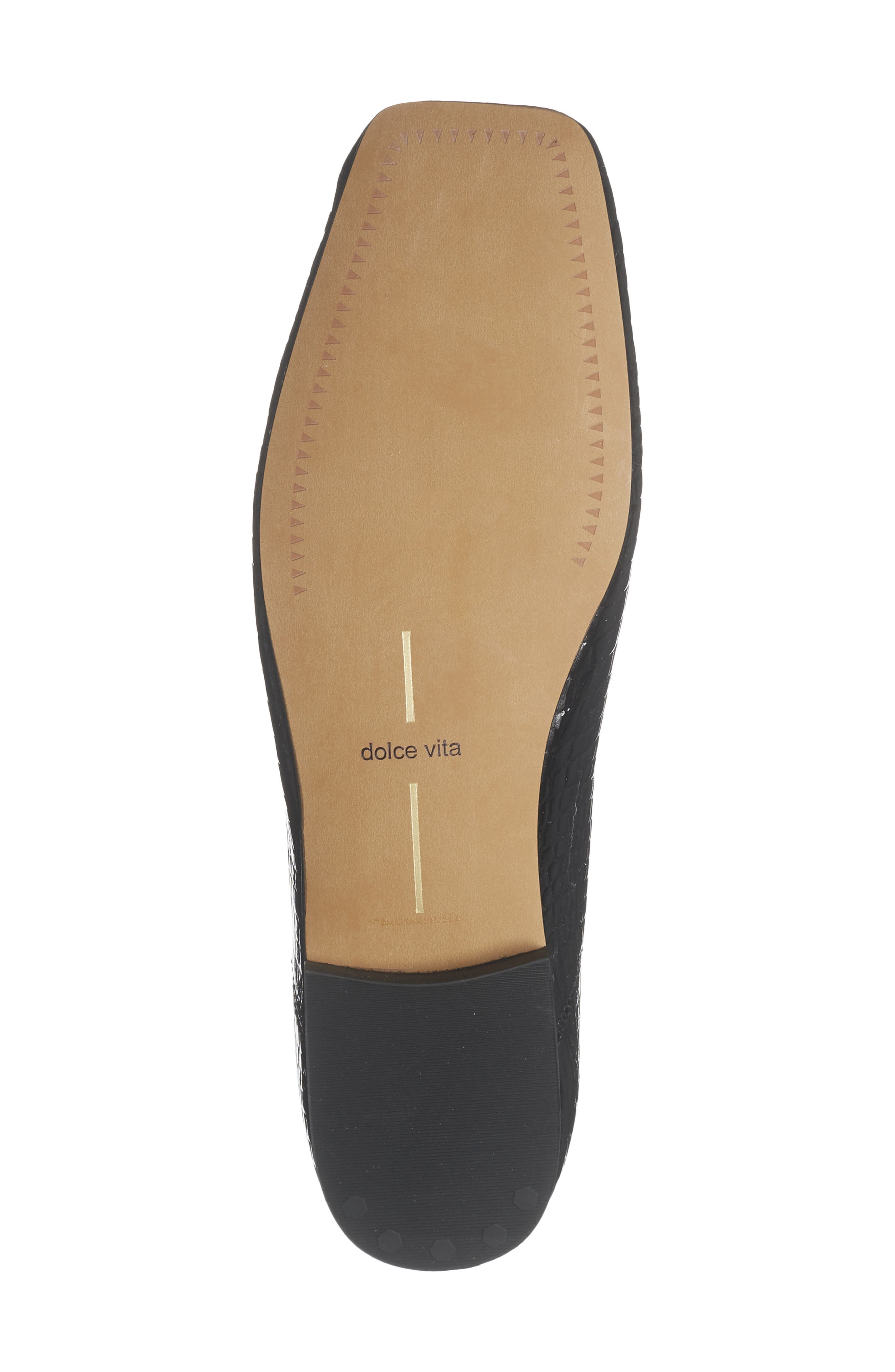 Dolce Vita Anisa Square Toe Flat, Alternate, color, Noir Embossed