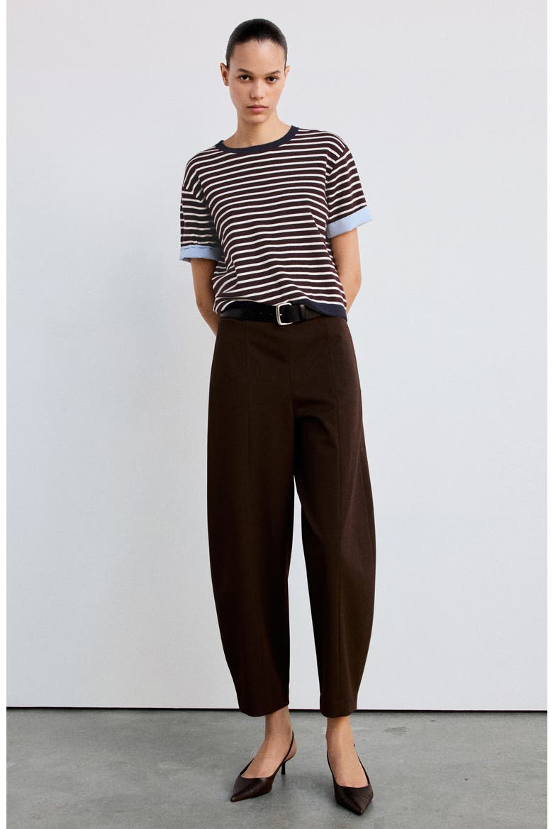 Biboy Striped Crewneck Sweater, Alternate, color, CHOCOLATE