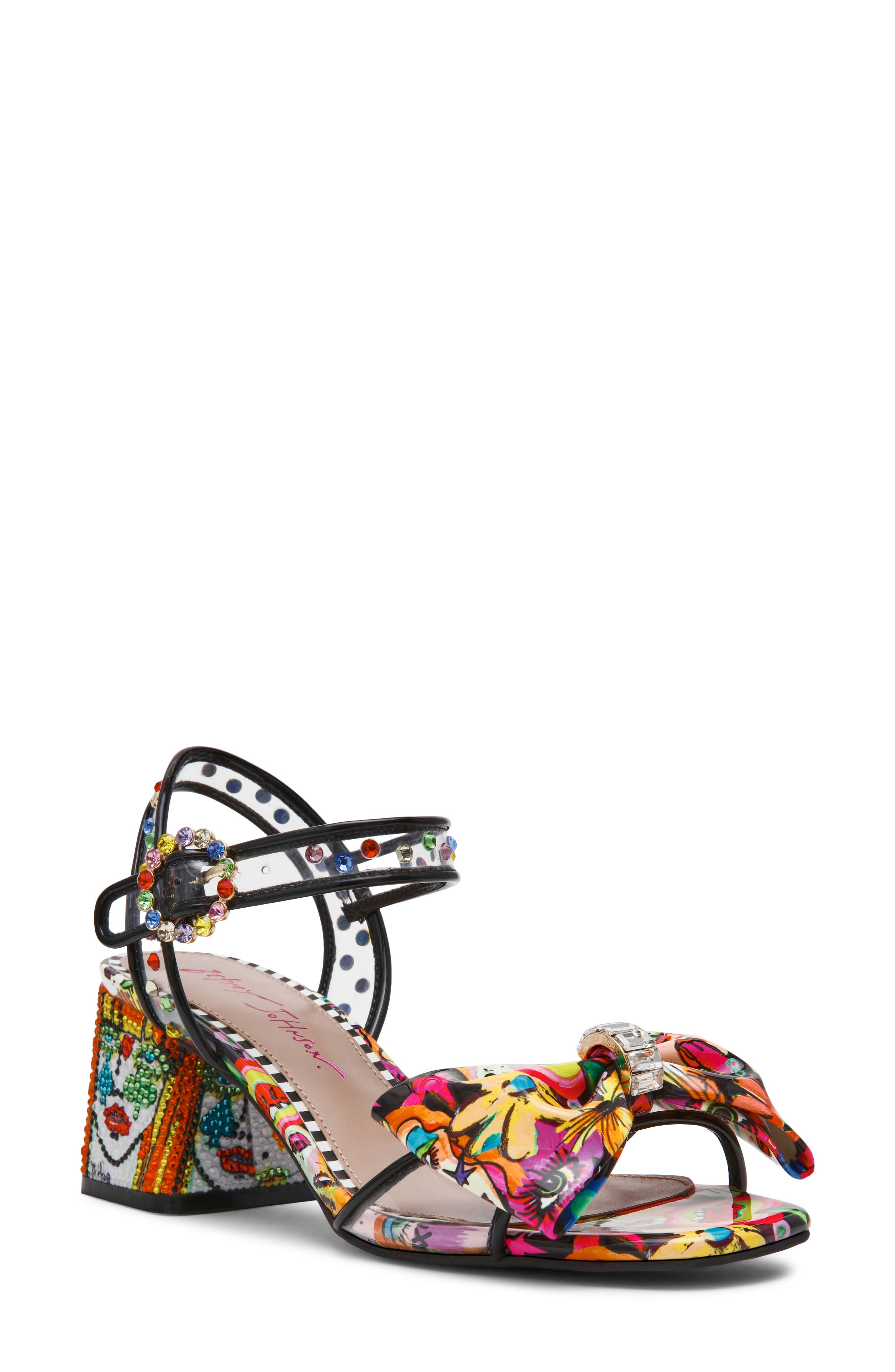 Betsey Johnson Ardell Crystal Embellished Ankle Strap Sandal, Main, color, Bright Multi