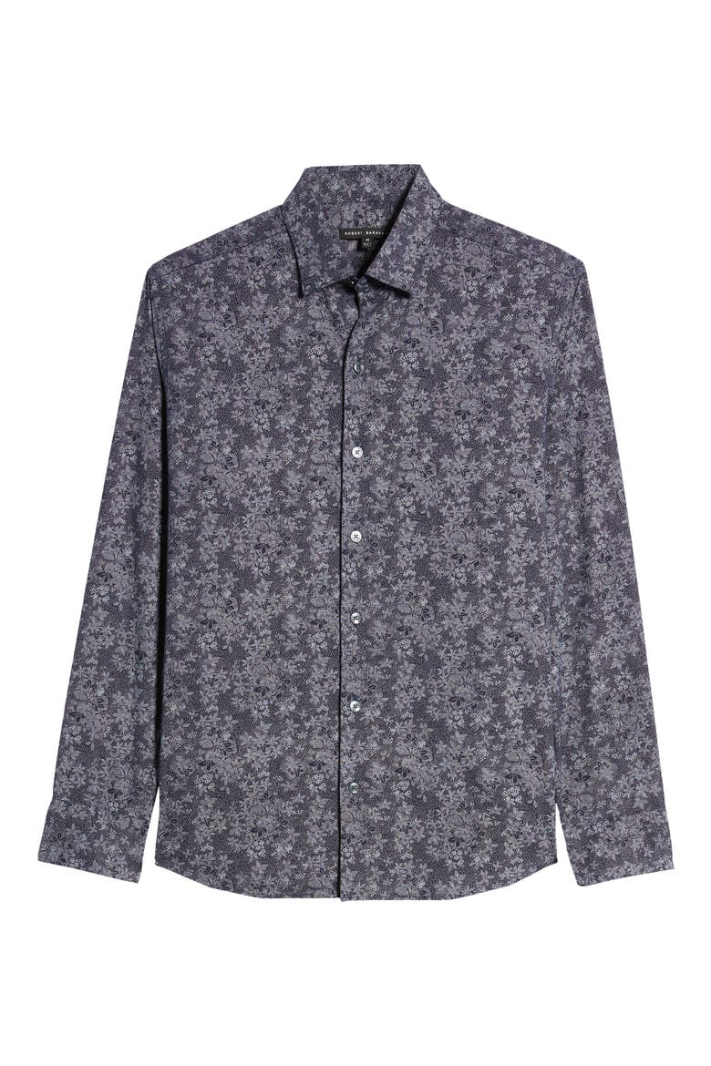 Welpren Floral Button-Up Shirt, Alternate, color, BLACK