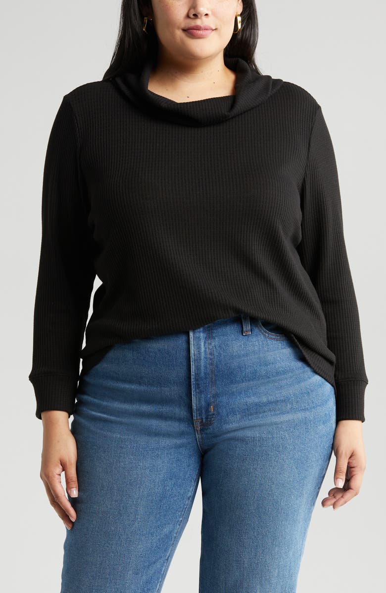 Caslon<sup>®</sup> Cowl Neck Waffle Knit Top, Alternate, color,