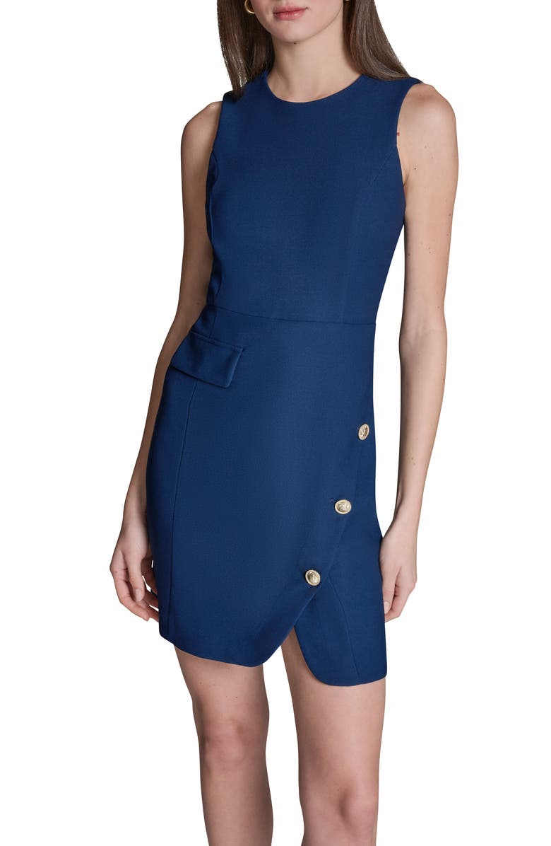 BCBG Stretch Twill Sheath Minidress, Alternate, color, City Indigo