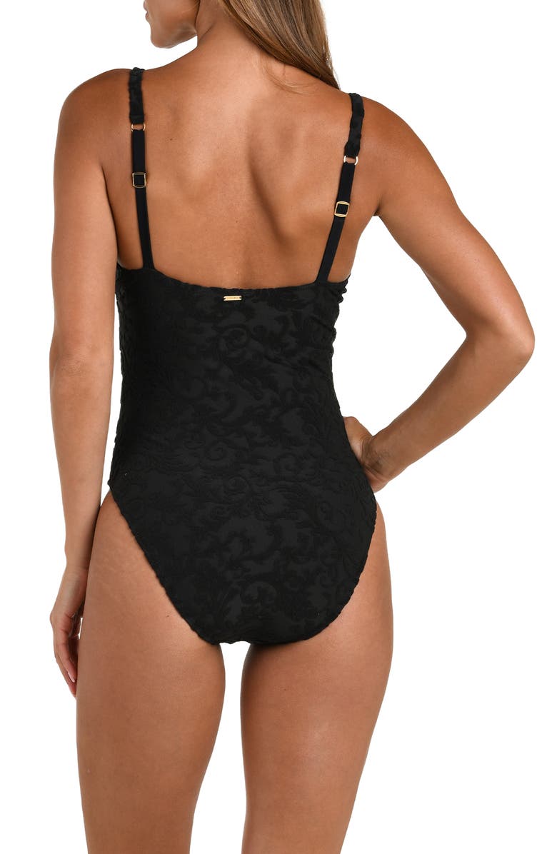L'AGENCE Remi Ornate Terry One-Piece Swimsuit, Alternate, color, Black
