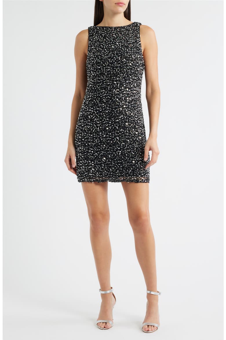 Kit Sequin Cocktail Minidress, Main, color, BLACK MULTI