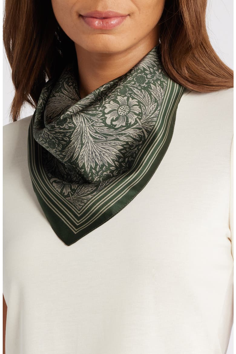 Print Silk Bandana Square Scarf, Main, color, OLIVE SPRAY FREYA FLORA