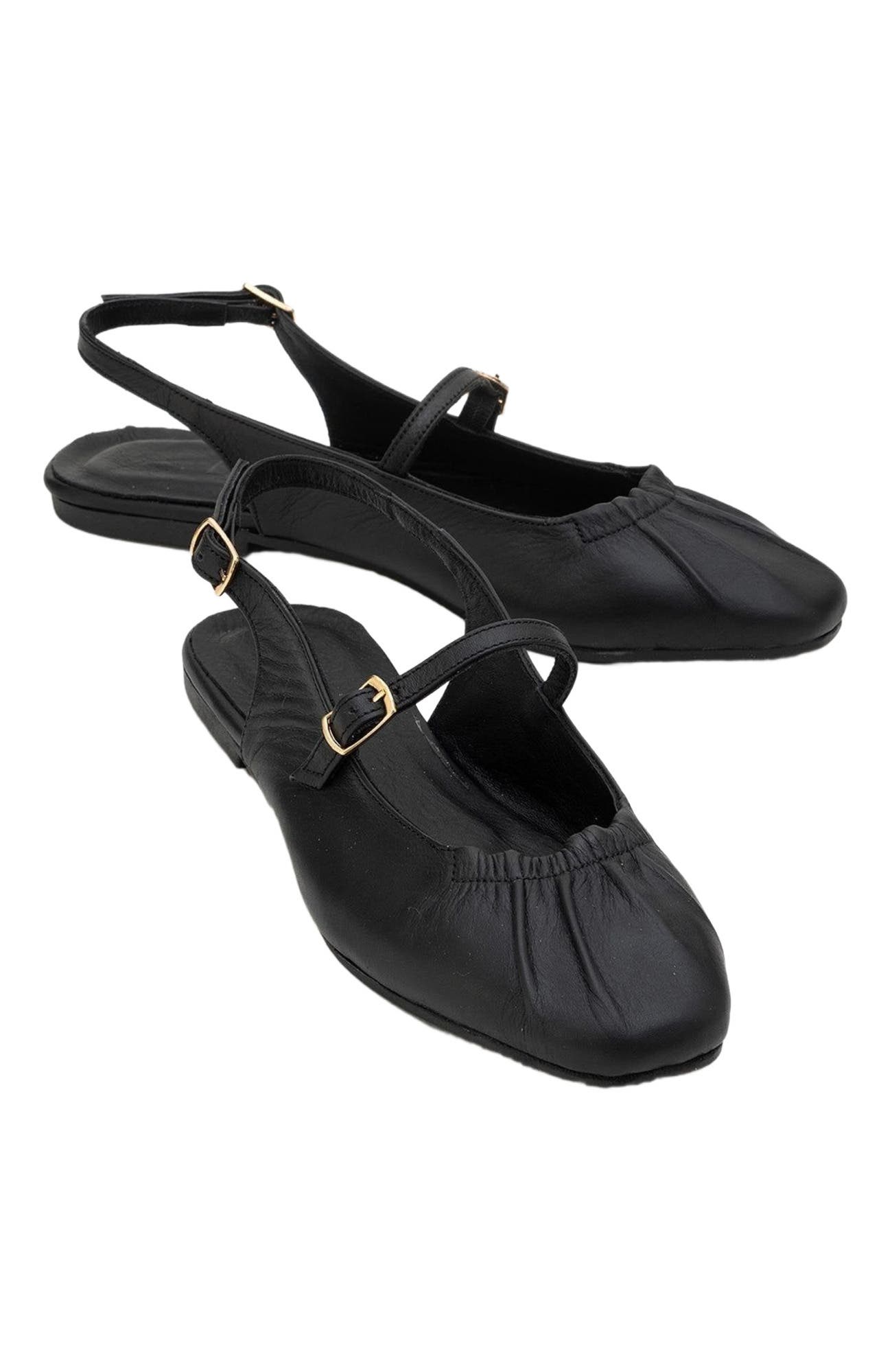 Forever 
Always Shoes Britney Leather Closed-Toe Sandal, Main, color, Black Leather