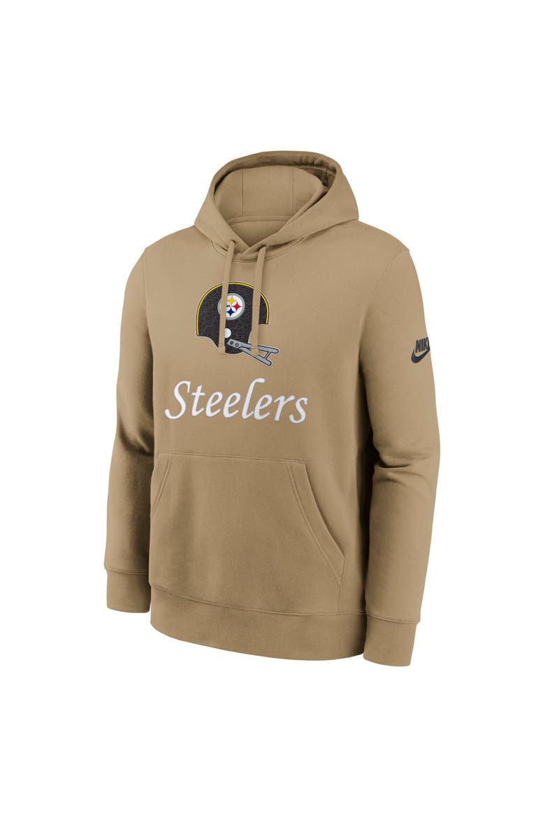 Men's Nike Tan Pittsburgh Steelers Best Season Rewind Club Pullover Hoodie, Alternate, color, Tan