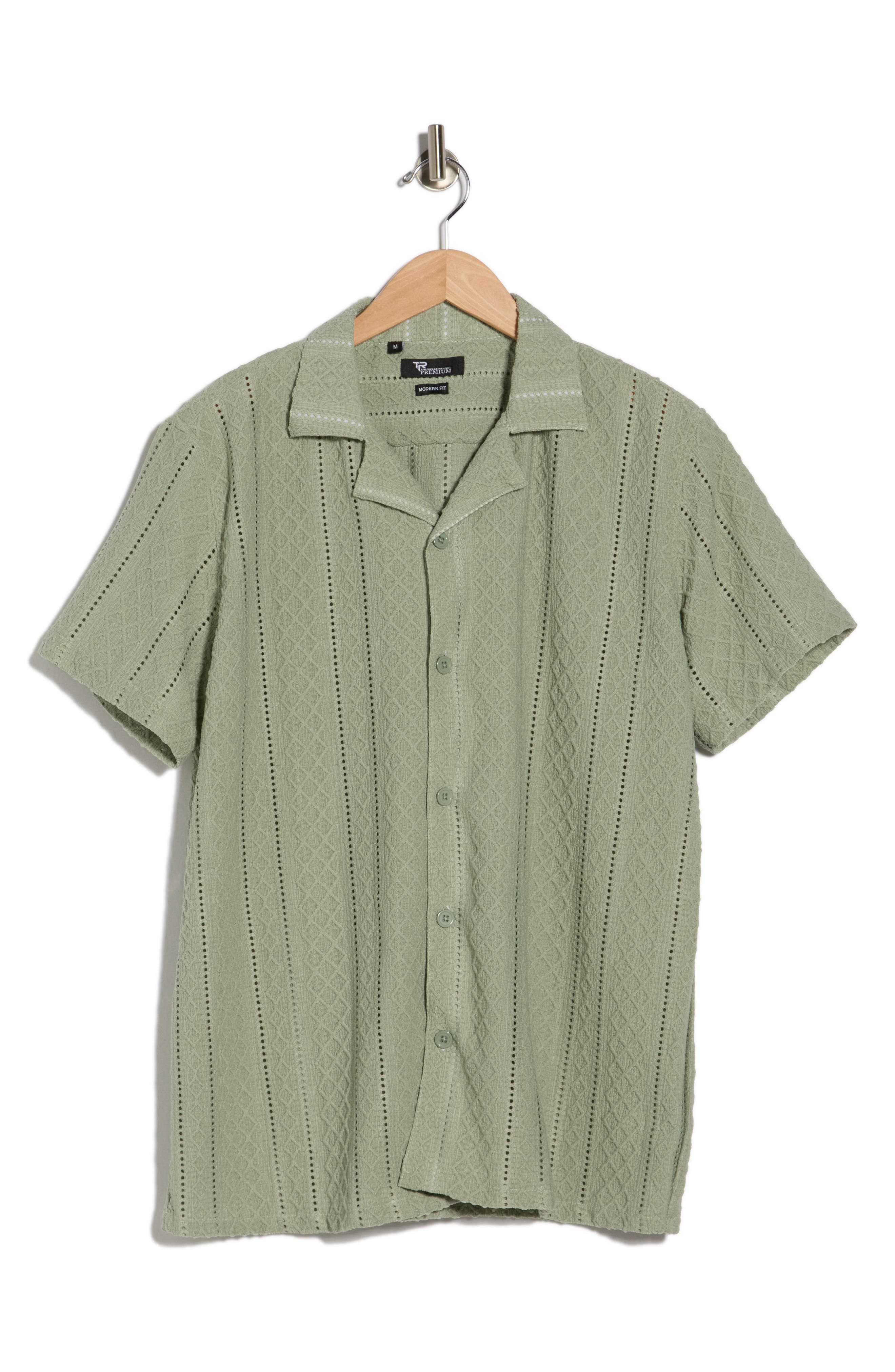 T.R. PREMIUM Modern Fit Textured Camp Shirt