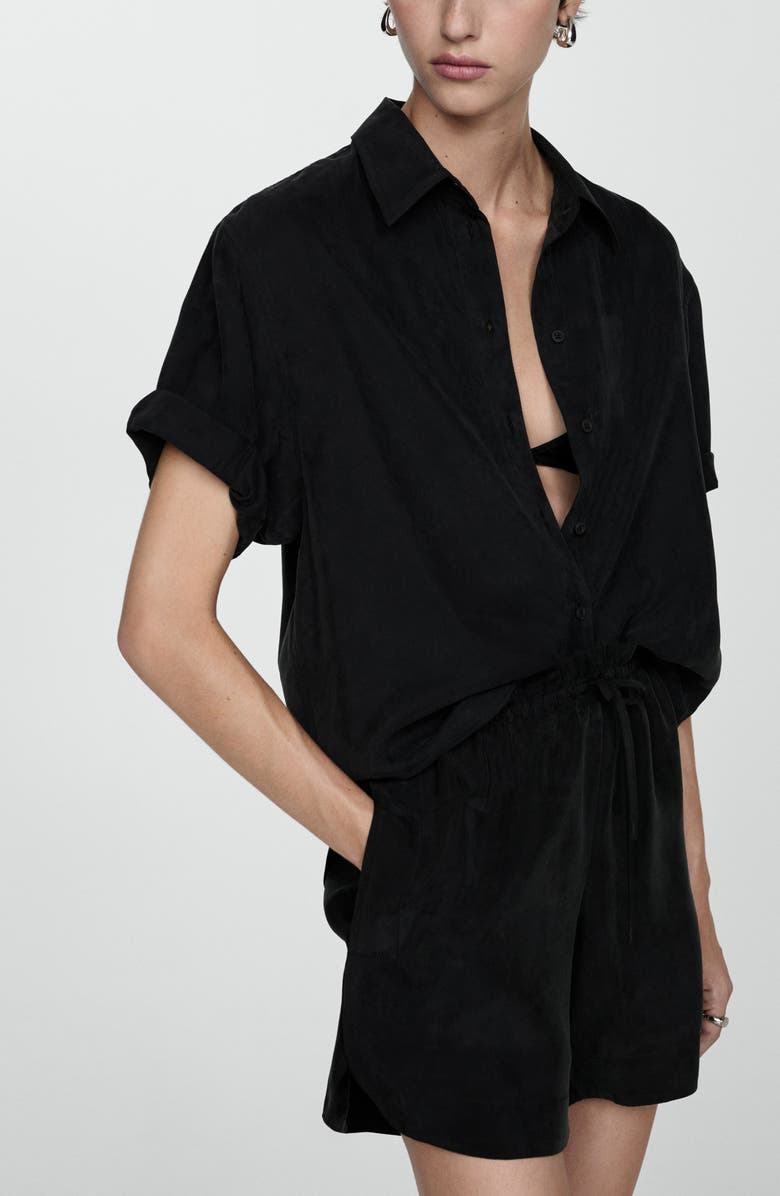 MANGO High Waist Drawstring Shorts, Alternate, color, 