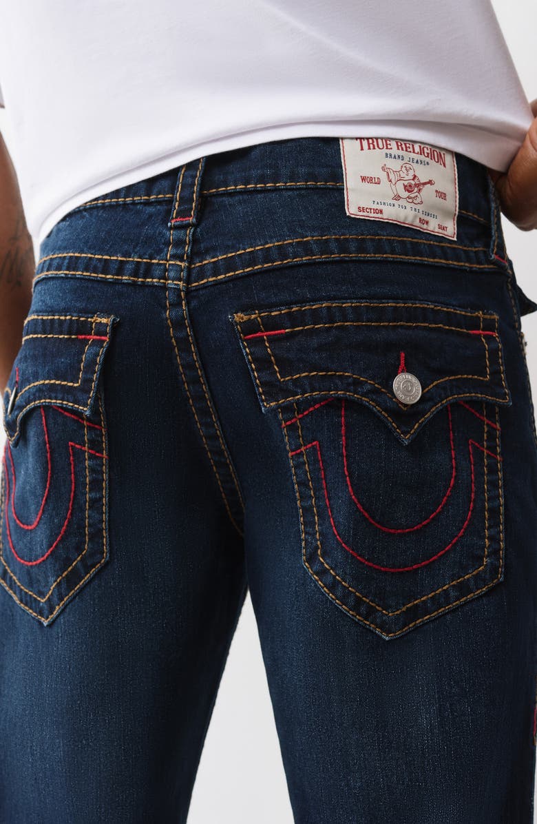 True Religion Ricky Big T Flap Straight Jeans, Alternate, color, Dark Mahogany Wood Wash