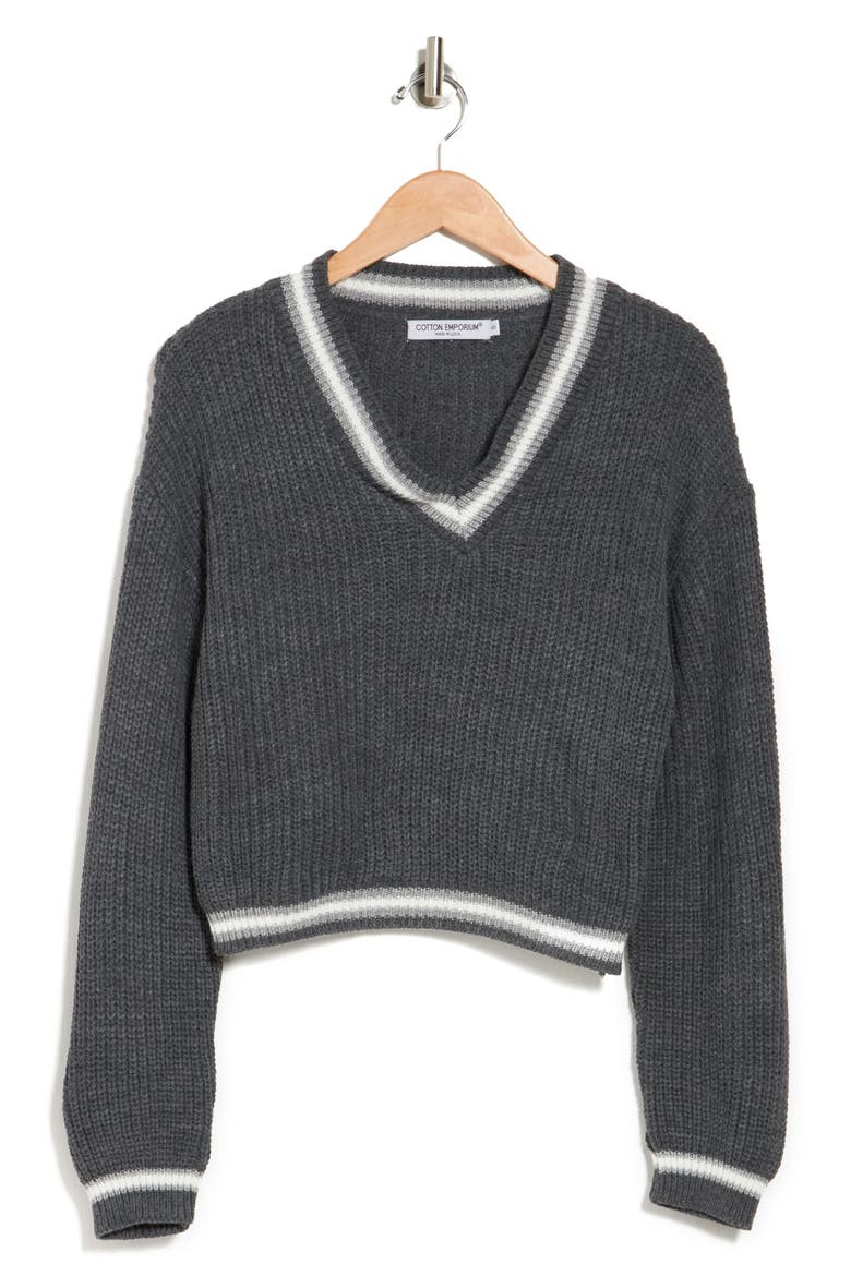 V-Neck Half Pullover, Alternate, color, GREY