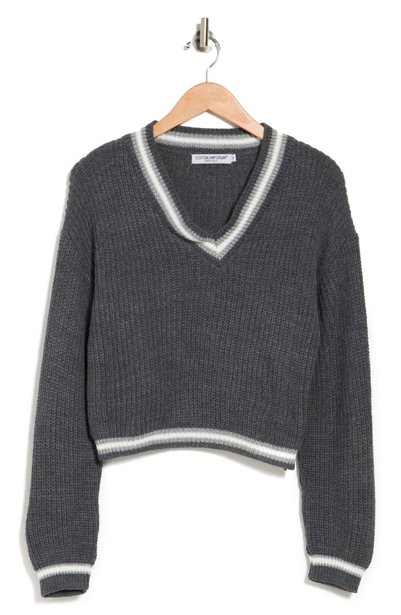 Cotton Emporium V-Neck Half Pullover, Alternate, color,