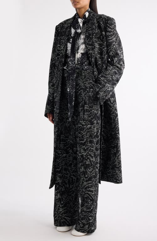 Dries Van Noten Raftan Abstract Swirl Jacquard Coat In Black