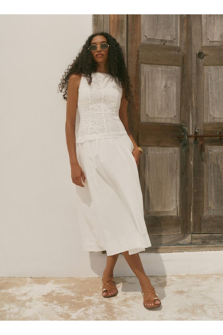 Cotton Broderie Midi Dress, Alternate, color, Ivory
