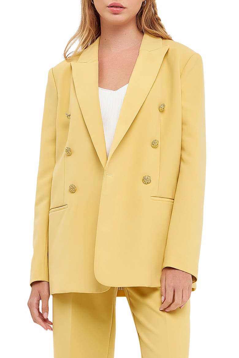 Structured Double Breasted Blazer, Main, color, DAFFODIL