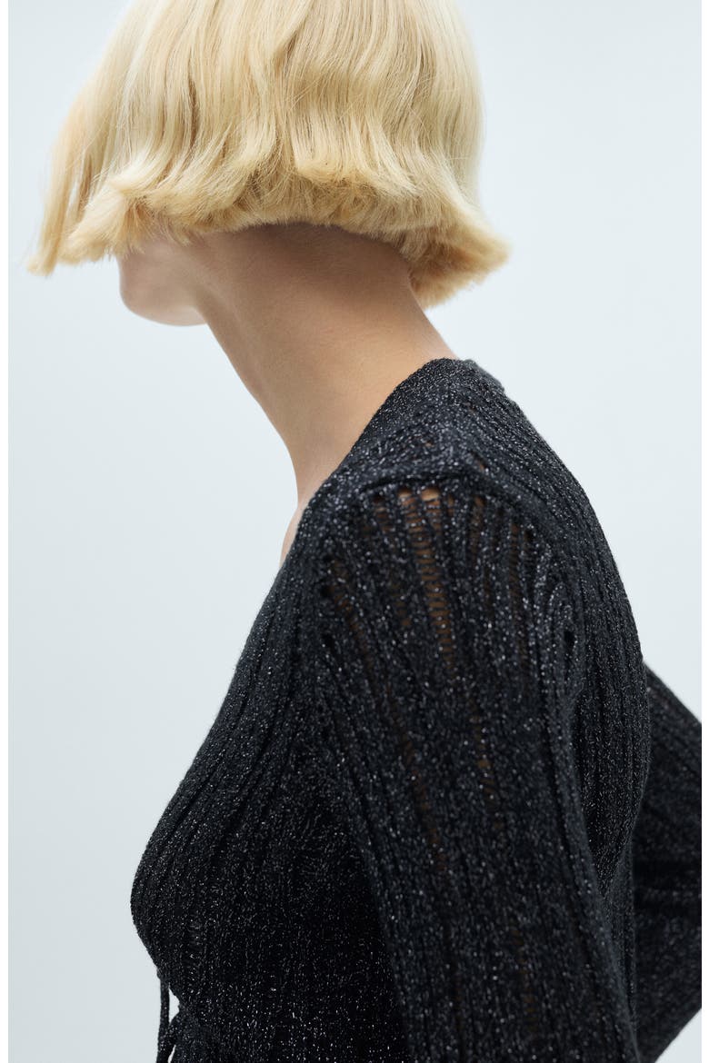 Metallic Cardigan, Alternate, color, BLACK