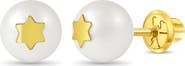 In Season Jewelry 14k Star Embedded Pearl Earrings