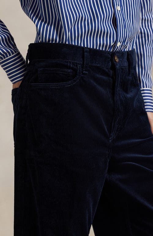 Polo Ralph Lauren Corduroy Cropped Wide Leg Pants Navy In Blue