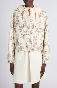 Moncler Nepeta Hooded Floral Brocade Jacket