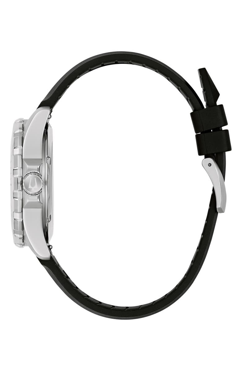 BULOVA Marine Star Series B Rubber Strap Watch, 41mm, Alternate, color, Black