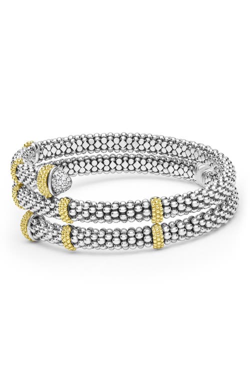 Lagos Two-tone Caviar Diamond Versa Wrap Bracelet In Metallic
