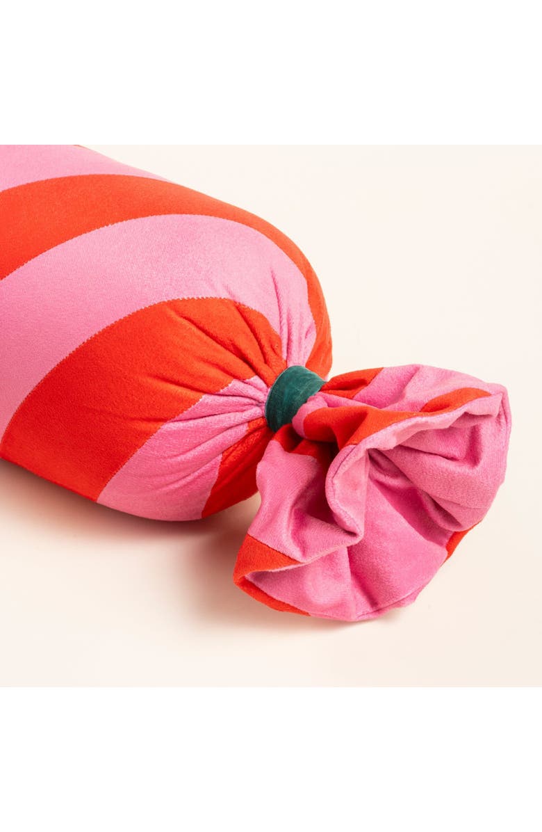 Zsa Zsa Zsu Hansi Bias-Cut Ruffled 100% Polyester Velvet Cushion 7X24 In, Alternate, color, Red-Pink