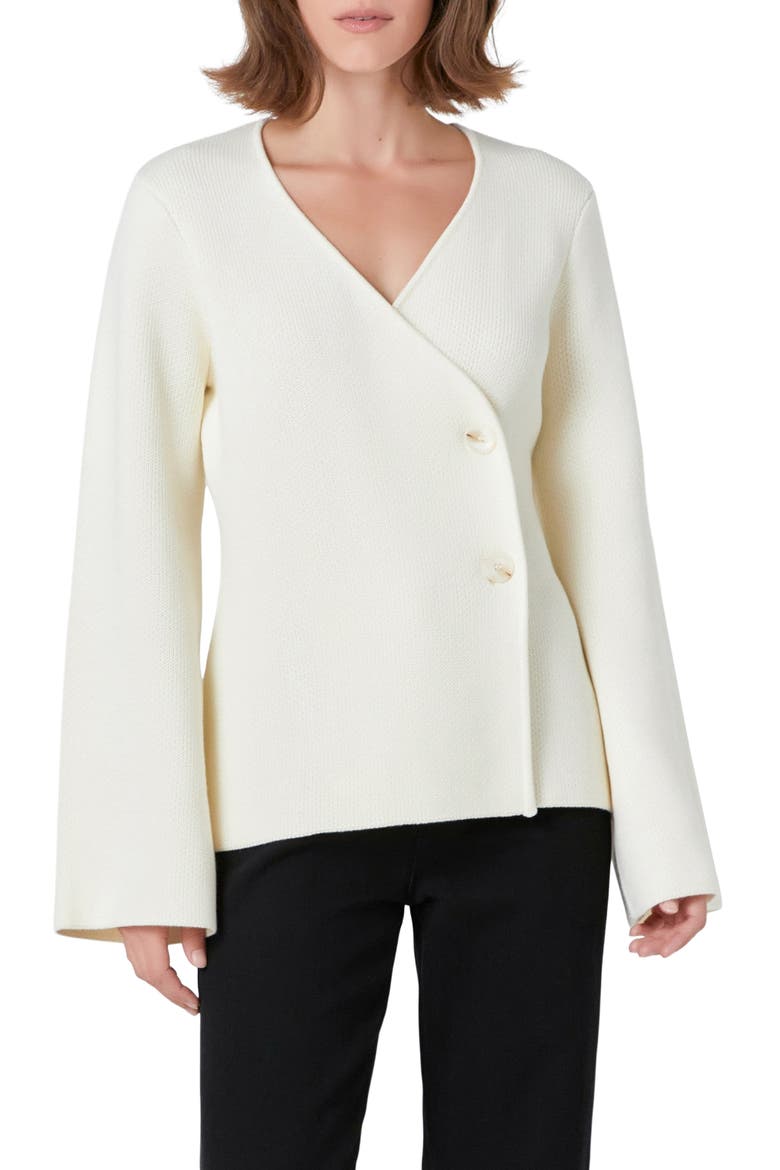 Wrap Look Cardigan, Main, color, IVORY