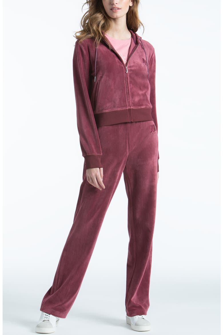 Classic Logo Velour Track Pants, Alternate, color, WINE