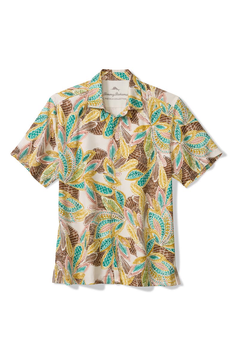 Tommy Bahama Fuego Tropics Short Sleeve Silk Button-Up Shirt, Alternate, color, Coconut