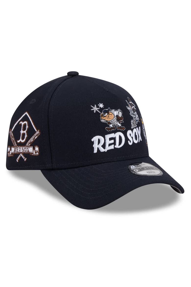 Youth New Era Navy Boston Red Sox Looney Tunes A-Frame 9FORTY Adjustable Hat, Main, color, Navy